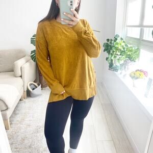 Aerie Dark Yellow Fuzzy Oversized Sweater Size XS